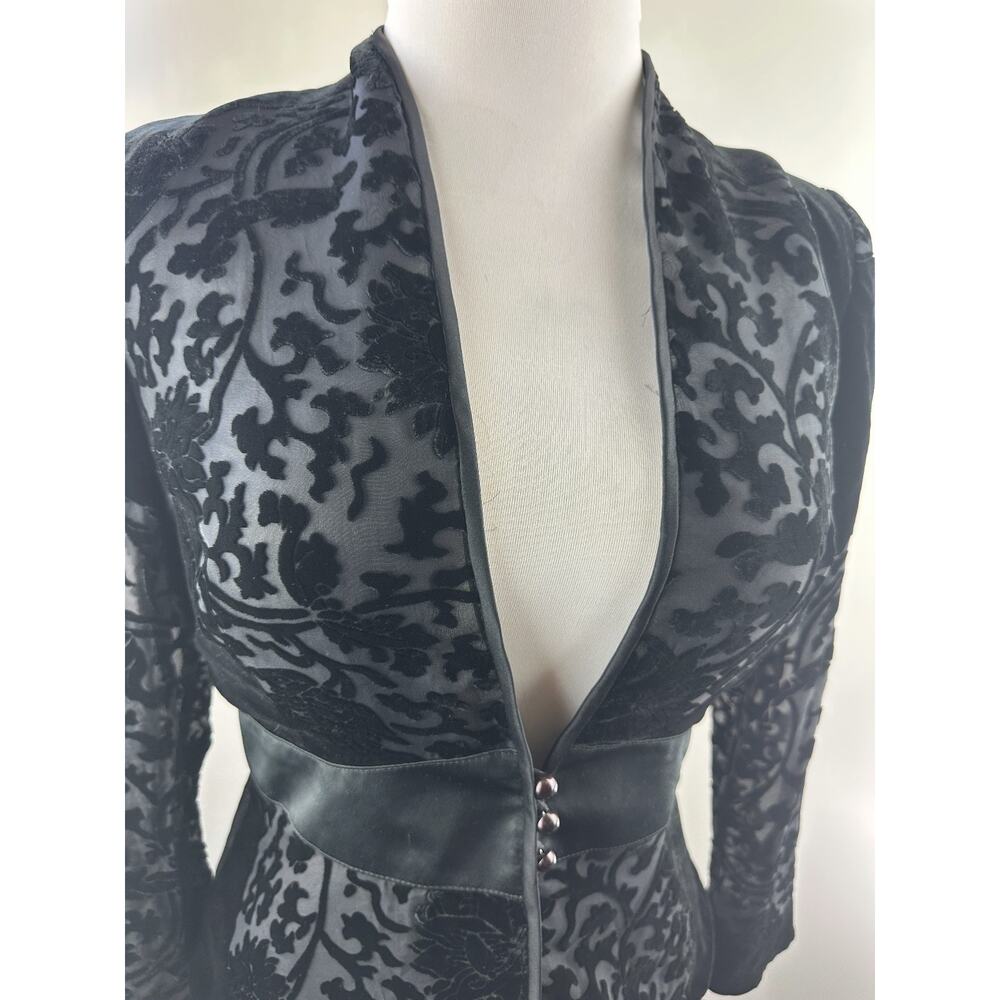 NWT Vintage Ever Beauty Jacket Black Velvet Size 10 Whimsigoth Dark Romantic - Picture 4 of 16